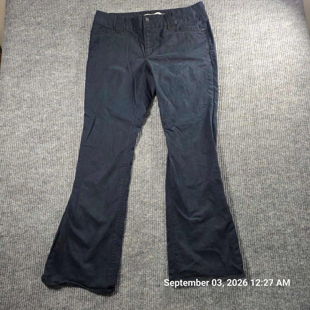 Gap Curvy Ultra Low Rise Flare Pants Navy Blue Bootcut Stretch Trousers Size 14